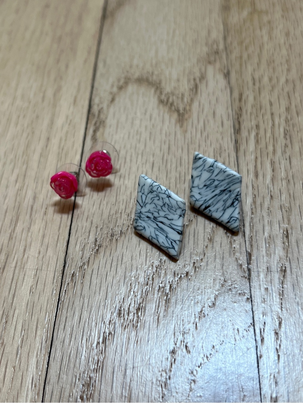 Handmade Stud Earrings Set Women OS Pink White